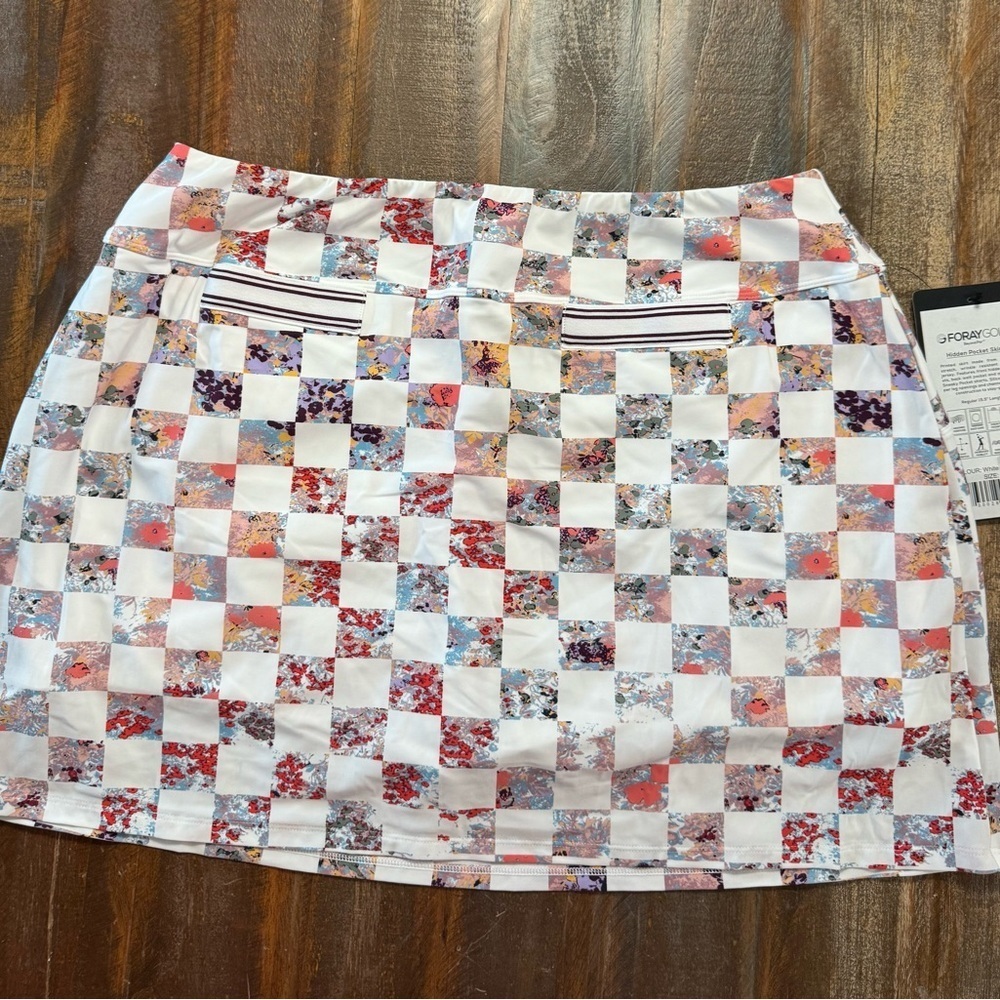 Foray Golf Women’s XL Floral Check Hidden Pocket Stretch Performance Skort NWT - Picture 4 of 4